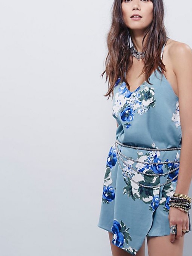 Intimately Free People Cascades Floral Mini Slip Dress: Blue Combo Sz XS